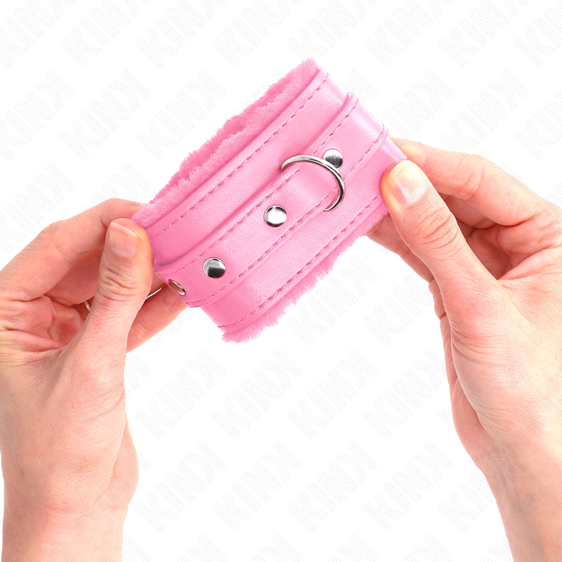 KINK - REPOSAMUÑECAS PREMIUM CON FORRO DE PIEL ROSA Y CINTURÓN AJUSTABLE ROSA 17-29 CM X 6 CM