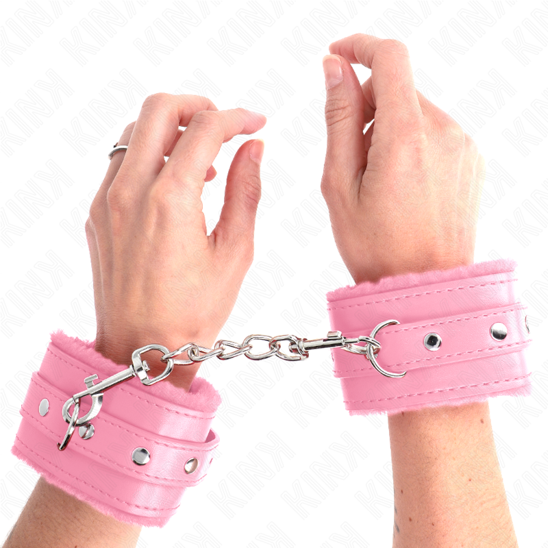 KINK - REPOSAMUÑECAS PREMIUM CON FORRO DE PIEL ROSA Y CINTURÓN AJUSTABLE ROSA 17-29 CM X 6 CM