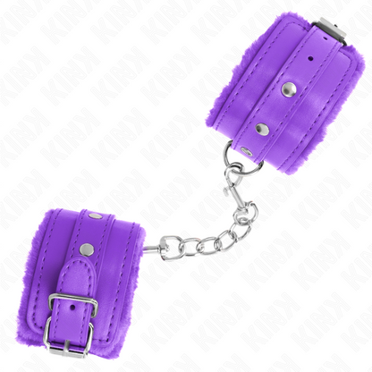 KINK - REPOSAMUÑECAS PREMIUM CON FORRO DE PIEL MORADA Y CINTURÓN MORADO AJUSTABLE 17-29 CM X 6 CM