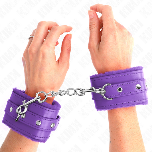 KINK - REPOSAMUÑECAS PREMIUM CON FORRO DE PIEL MORADA Y CINTURÓN MORADO AJUSTABLE 17-29 CM X 6 CM