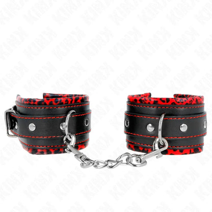 Kink – Appui Poignets Doublés de Fourrure Rouge / Noir Réglable 17 29 cm X 6 cm