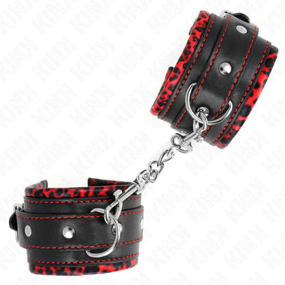 Kink – Appui Poignets Doublés de Fourrure Rouge / Noir Réglable 17 29 cm X 6 cm