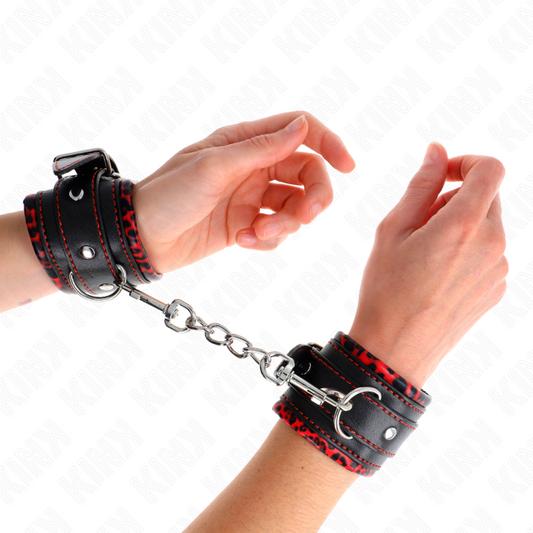KINK - REPOSAMUÑECAS CON FORRO DE PELO ROJO/NEGRO AJUSTABLE 17-29 CM X 6 CM