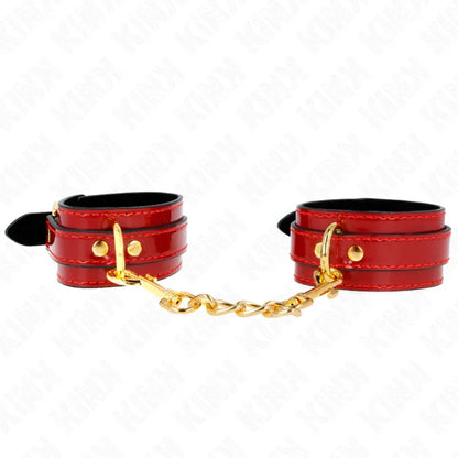 Kink – Poignets Joanna Angel Rouge Ajustables avec Chaîne Or 16,5 26 cm X 4 cm