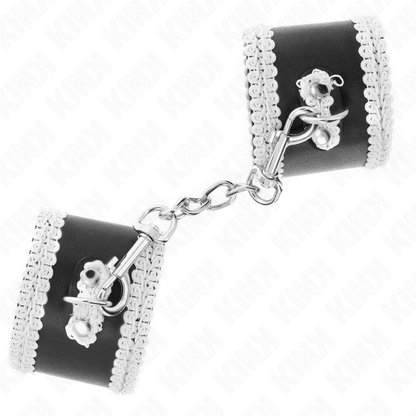 KINK - APPUI-POIGNETS NOIR AVEC DENTELLE DÉCORÉE BLANCHE RÉGLABLE 20-23 CM
