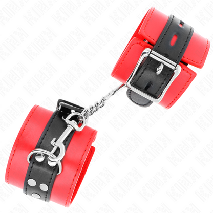 KINK - APPUI-POIGNETS ROUGE AVEC CEINTURE NOIRE RÉGLABLE 17-28 CM