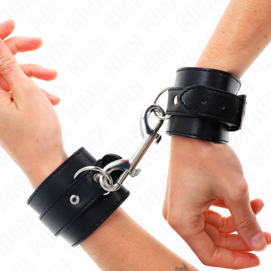 KINK - PULSERAS - REMACHE DE UNA HILERA Y HEBILLA NEGRA AJUSTABLE GRANDE 17-28 CM X 5 CM