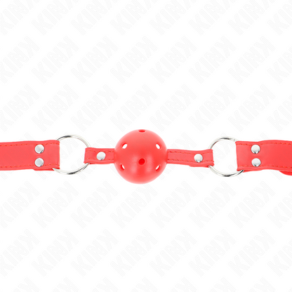 KINK - MORDAZA DE BOLA HUECO ROJO DURA COMPLETA 62 x 2 CM