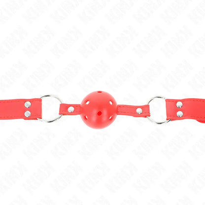Kink – Bâillon à Boule Dur Creux Rouge Complet 62 X 2 cm