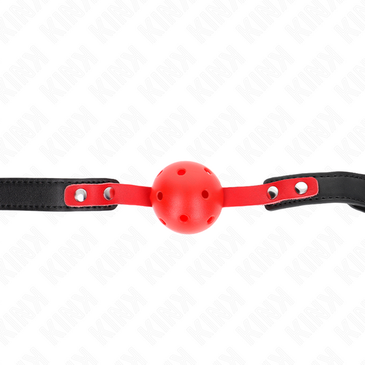 KINK - BOLA HUECO ROJO DURA 4 CM MORDAZA PULSERA NEGRA 60 x 2 CM AJUSTABLE 37-52 CM