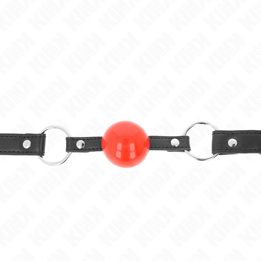 KINK - MORDAZA DE BOLA DE 4 CM CON CIERRE DE BOLA ROJO CORREA NEGRA 60 x 2 CM