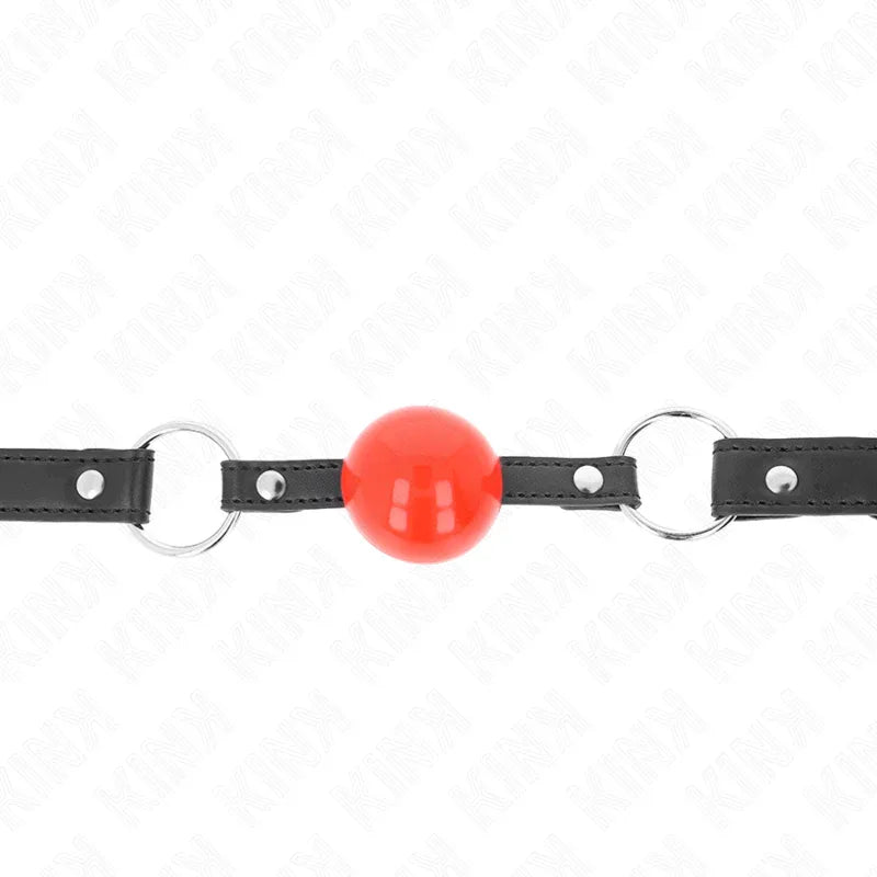 Kink – Bâillon Balle 4 cm avec Serrure Boule Rouge Bracelet Noir 60 X 2 cm