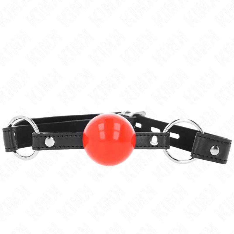 Kink – Bâillon Balle 4 cm avec Serrure Boule Rouge Bracelet Noir 60 X 2 cm