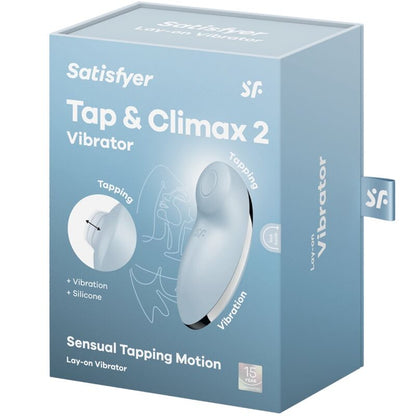 SATISFYER - TAP &amp; CLIMAX 2 VIBRATEUR &amp; STIMULATEUR BLUE