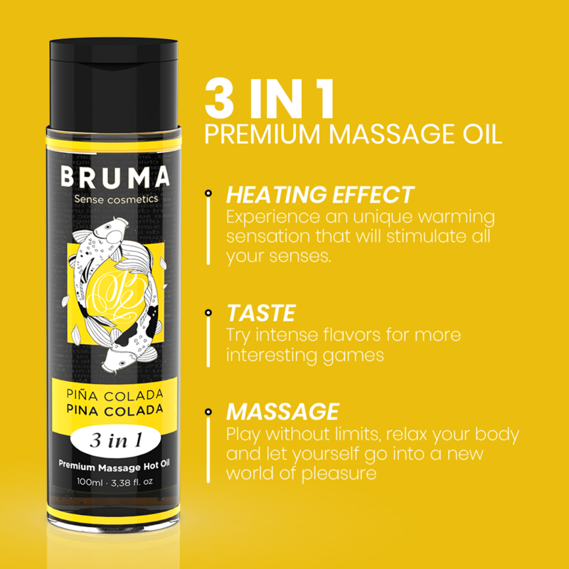 Huile de massage premium effet chaleur saveur pina colada 3 en 1 - 100 ml – Bruma