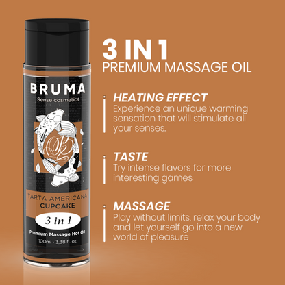 Huile de massage premium effet chaleur saveur cupcake 3 en 1 - 100 ml – Bruma