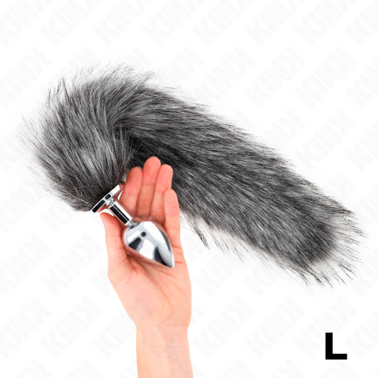 KINK - ANAL PLUG TAILLE L 10 X 4 CM AVEC QUEUE SYNTHÉTIQUE 40 CM GRAY