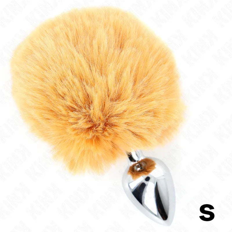 Kink – Bouchon en Acier Inoxydable 7 X 3 cm avec Queue de Lapin en Fausse Fourrure Beige 8 cm