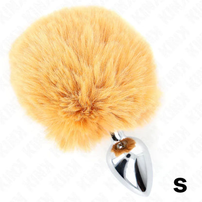 Kink – Bouchon en Acier Inoxydable 7 X 3 cm avec Queue de Lapin en Fausse Fourrure Beige 8 cm