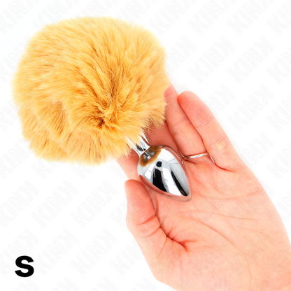 KINK - BOUCHON IN STAINLESS ACIER 7 x 3 CM AVEC QUEUE DE LAPIN EN FAUSSE FOURRURE BEIGE 8 CM