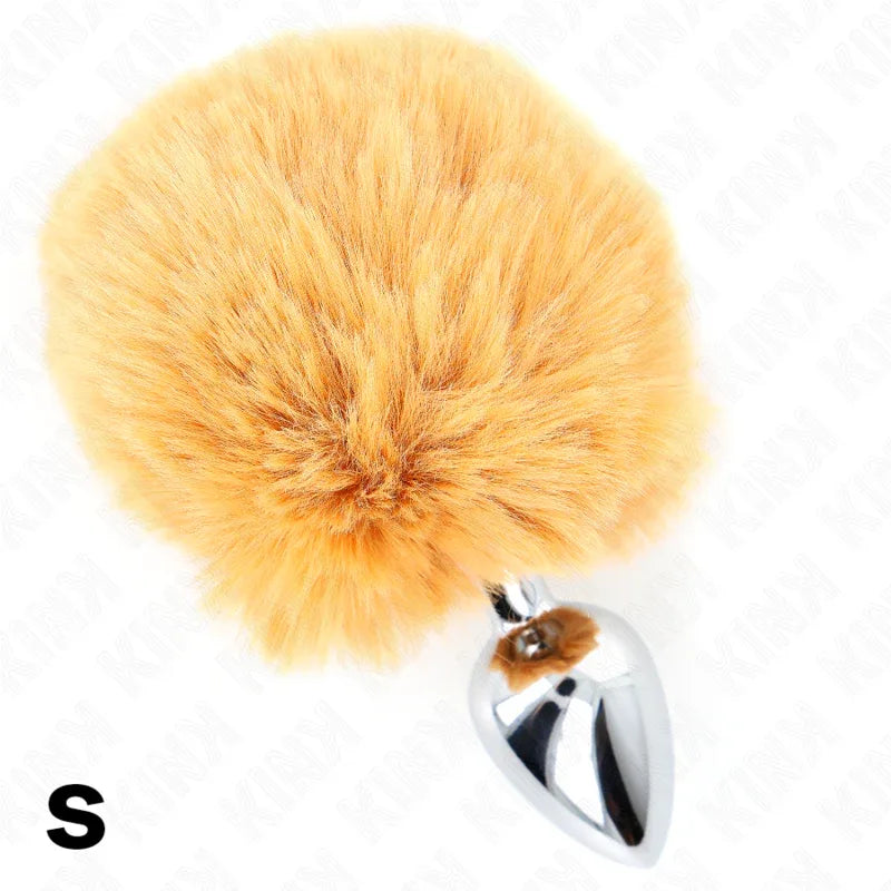 Kink – Bouchon en Acier Inoxydable 7 X 3 cm avec Queue de Lapin en Fausse Fourrure Beige 8 cm