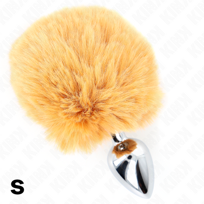 KINK - BOUCHON IN STAINLESS ACIER 7 x 3 CM AVEC QUEUE DE LAPIN EN FAUSSE FOURRURE BEIGE 8 CM