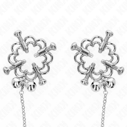 KINK - PINZAS DE DIENTES DE METAL CON CADENA EN FORMA DE FLOR