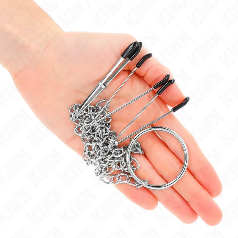 Kink – Pinces Triple à Tamelon et Clito avec Chaîne Modèle 1