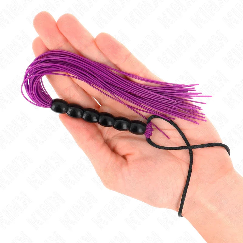 Kink – Mini Fouet en Silicone avec 6 Billes Violes 26 cm