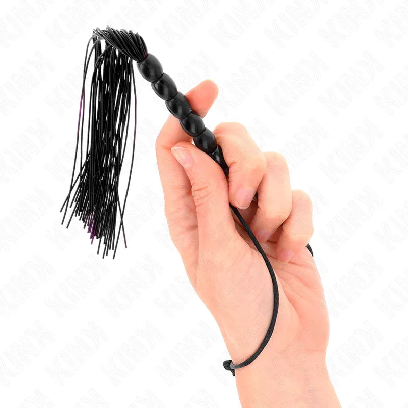 Kink – Mini Fouet en Silicone avec 6 Billes Noires 26 cm