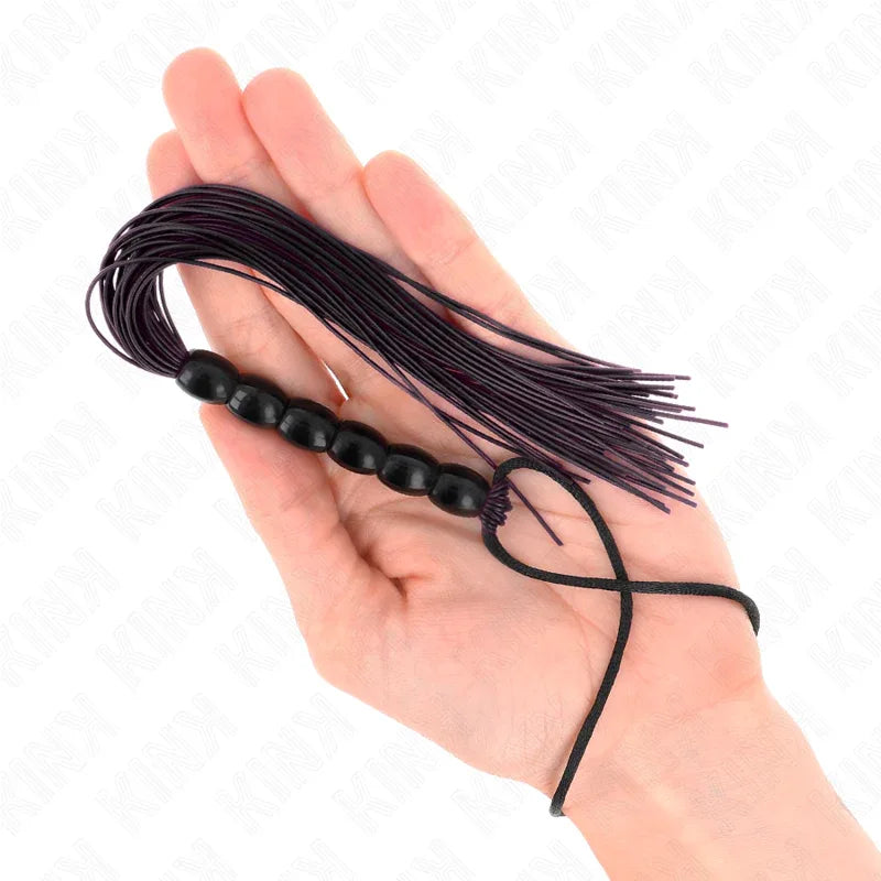 Kink – Mini Fouet en Silicone avec 6 Billes Noires 26 cm