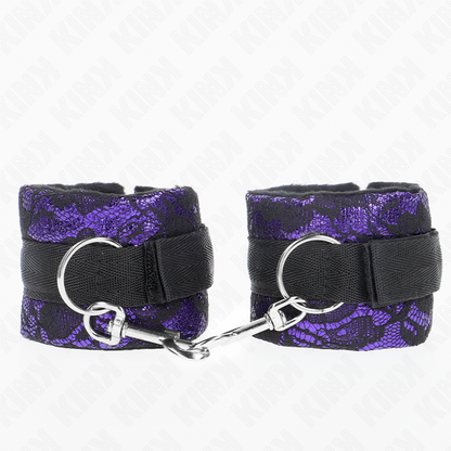 KINK - PUÑOS CORTOS DE TERCIOPELO CON ENCAJE Y RIBERA DE NYLON MORADO/NEGRO 23 X 6,5 CM
