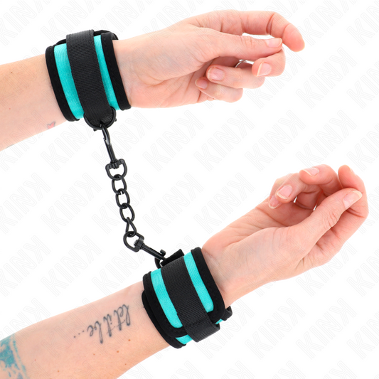 KINK - CORTES DE MUÑECA DE NYLON CON GANCHO Y BUCLE, NEGRO-AZUL, AJUSTABLE 18-32 CM X 5 CM