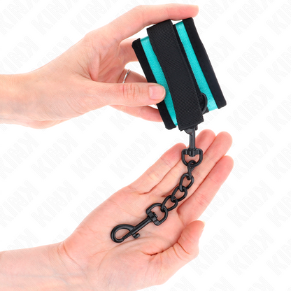 KINK - CORTES DE MUÑECA DE NYLON CON GANCHO Y BUCLE, NEGRO-AZUL, AJUSTABLE 18-32 CM X 5 CM