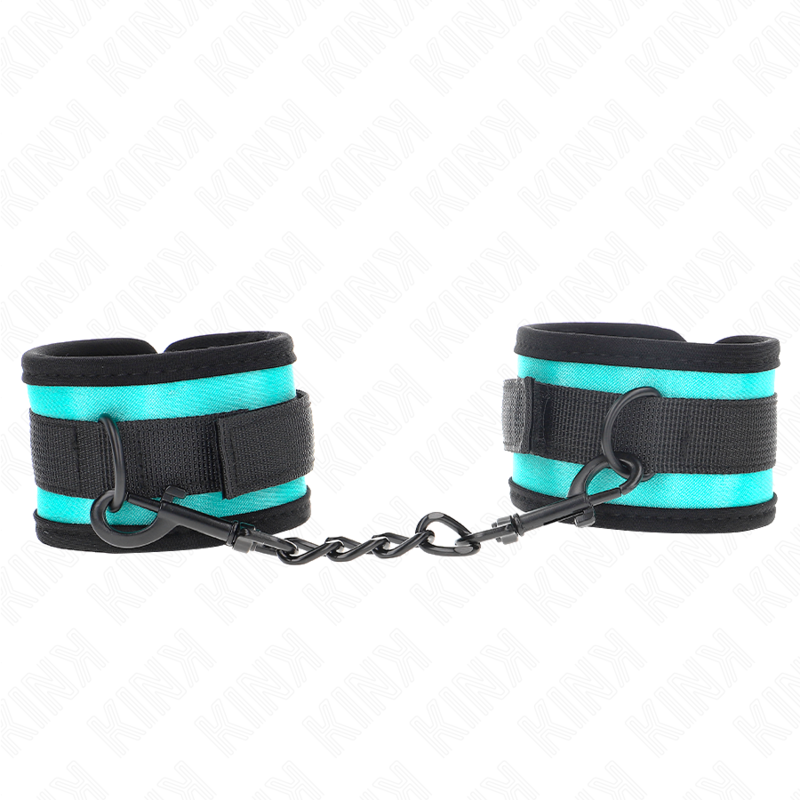 KINK - CORTES DE MUÑECA DE NYLON CON GANCHO Y BUCLE, NEGRO-AZUL, AJUSTABLE 18-32 CM X 5 CM