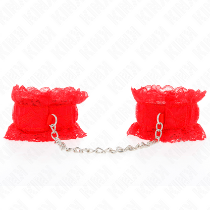 KINK - ACCESORIOS DE PUÑOS ELÁSTICOS DE ENCAJE ROJO