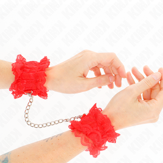 KINK - ACCESORIOS DE PUÑOS ELÁSTICOS DE ENCAJE ROJO