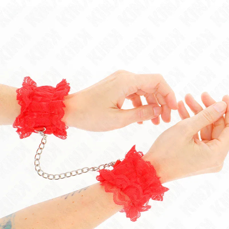 Kink – Attentes Poignets Élastiques en Dentelle Rouge