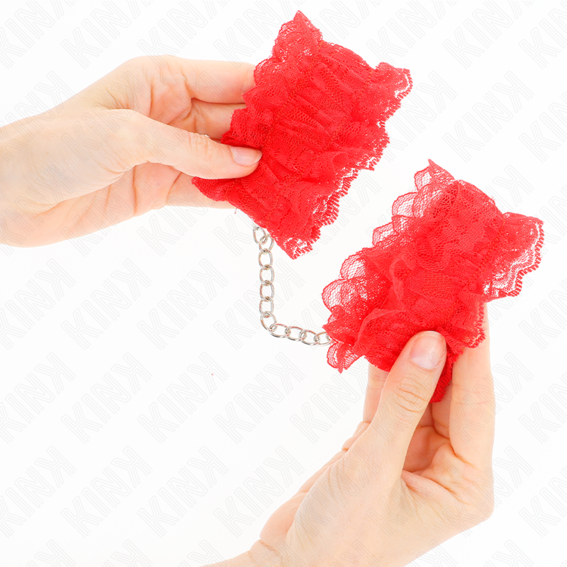 KINK - ACCESORIOS DE PUÑOS ELÁSTICOS DE ENCAJE ROJO
