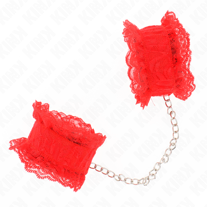 KINK - ACCESORIOS DE PUÑOS ELÁSTICOS DE ENCAJE ROJO
