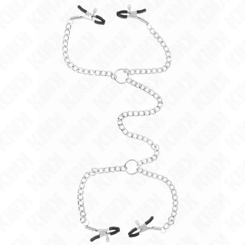 Kink – 4 Pinces à Meton Chaîne 32 cm avec Petites Chaînes 14 cm