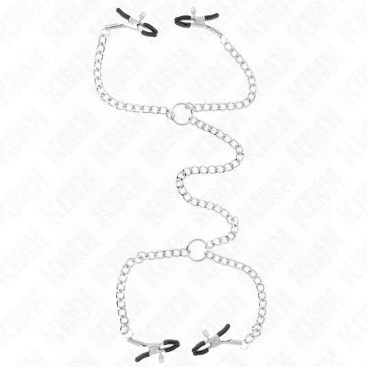 Kink – 4 Pinces à Meton Chaîne 32 cm avec Petites Chaînes 14 cm
