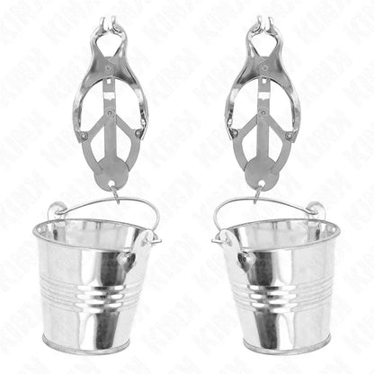 Kink – Pinces à Seins Trèfle Japonais avec Seau Argent