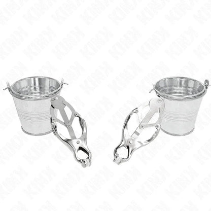 Kink – Pinces à Seins Trèfle Japonais avec Seau Argent