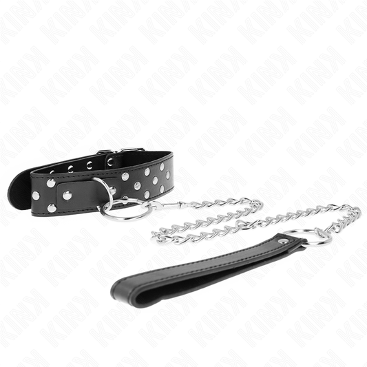 KINK - COLLAR DE ANILLA CON REMACHE Y CINTURÓN 65 CM NEGRO AJUSTABLE 36-50 CM X 3.8 CM