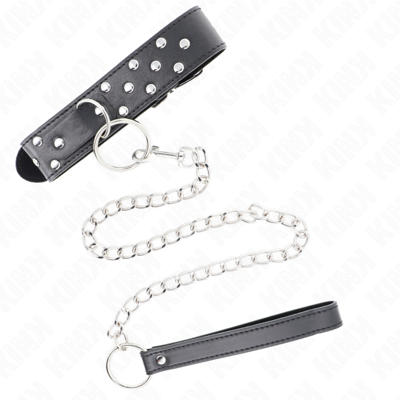 KINK - COLLAR DE ANILLA CON REMACHE Y CINTURÓN 65 CM NEGRO AJUSTABLE 36-50 CM X 3.8 CM