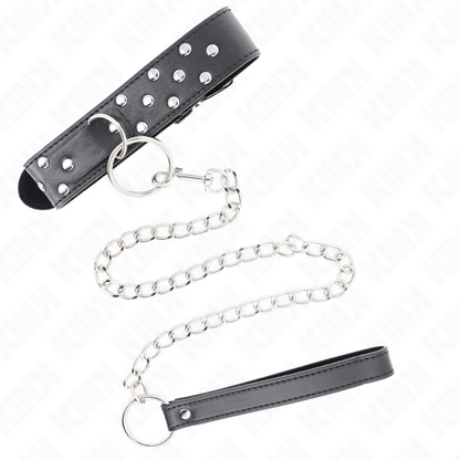 KINK - COLLAR DE ANILLA CON REMACHE Y CINTURÓN 65 CM NEGRO AJUSTABLE 36-50 CM X 3.8 CM