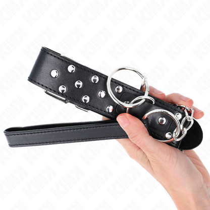 KINK - COLLAR DE ANILLA CON REMACHE Y CINTURÓN 65 CM NEGRO AJUSTABLE 36-50 CM X 3.8 CM