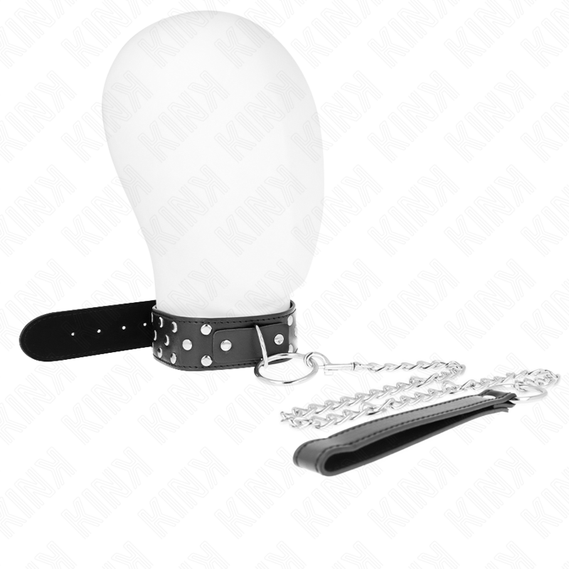 KINK - COLLAR DE ANILLA CON REMACHE Y CINTURÓN 65 CM NEGRO AJUSTABLE 36-50 CM X 3.8 CM