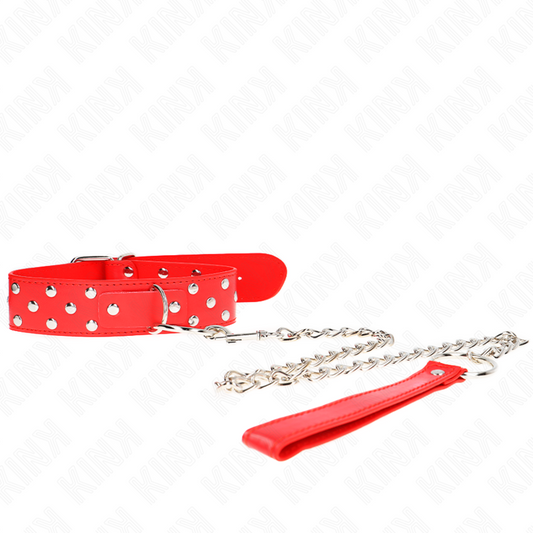KINK - COLLAR DE ANILLA CON REMACHE Y CINTURÓN 65 CM ROJO AJUSTABLE 36-50 CM X 3.8 CM